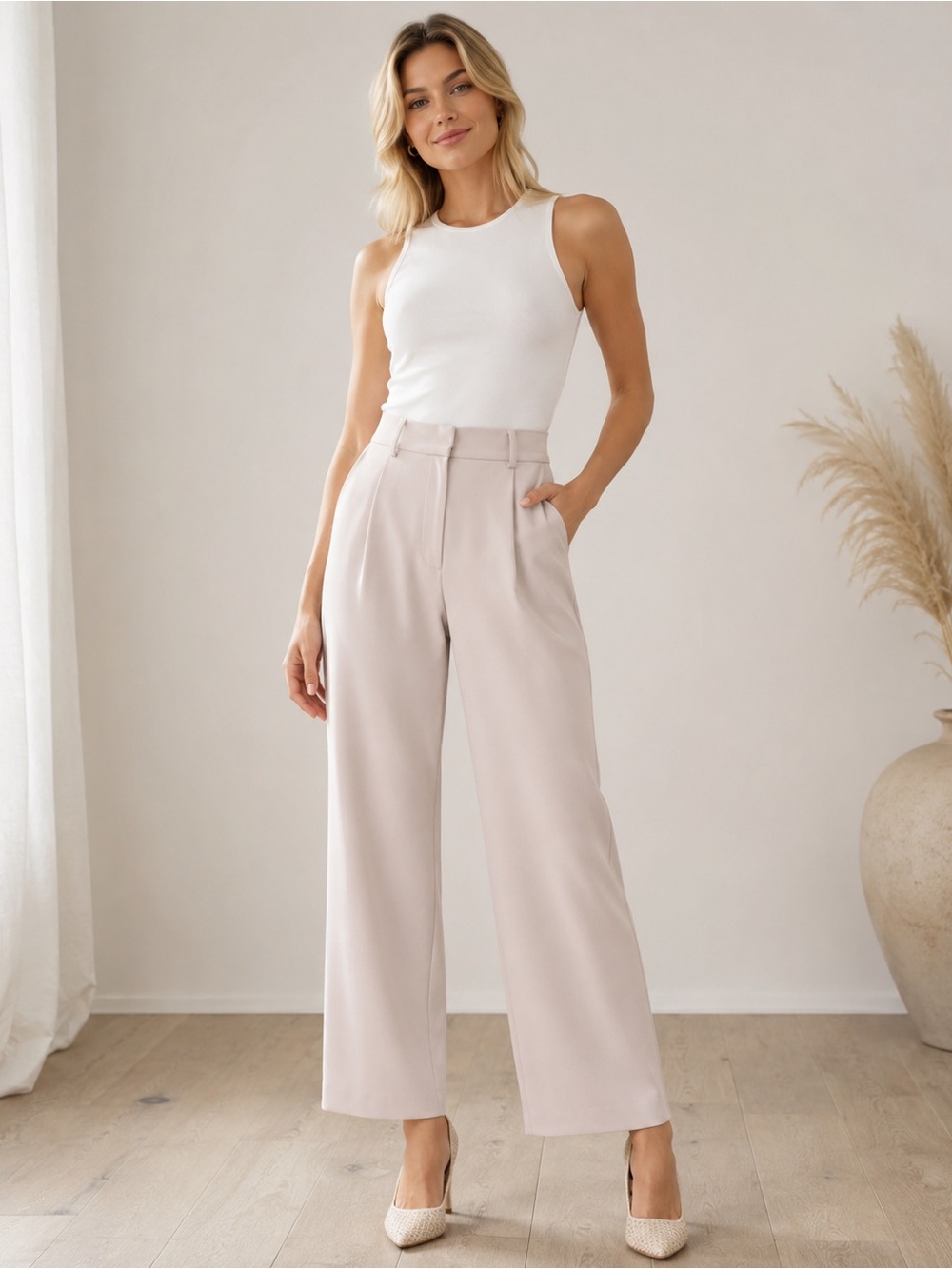 NWT Bagatelle Collection Cropped Cream Straight Leg Suiting Pants